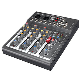LEORY 4 Channels Audio Mixer with 48v Phantom Power - yourpcpartsstore