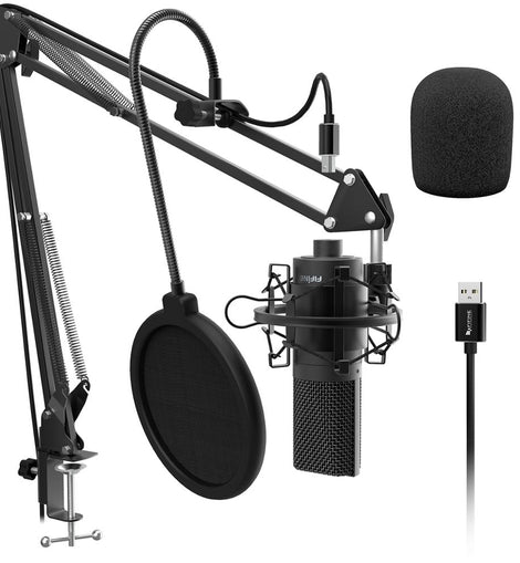 Fifine USB Condenser Microphone with Adjustable Arm Shock Mount - yourpcpartsstore