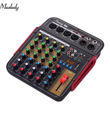 Muslady TM4 Digital 4-Channel Audio Mixer with Built-in Phantom Power - yourpcpartsstore