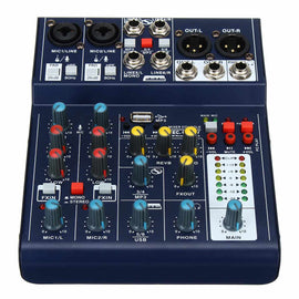 LEORY Mini Audio Mixer A6 with 48V Phantom Power - yourpcpartsstore