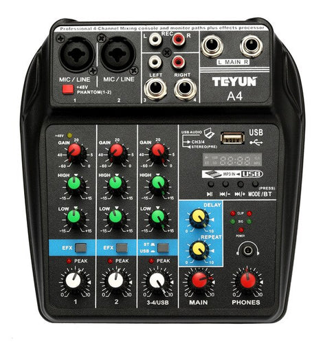 TU04 4 Channels 48V Phantom Power Audio Mixer - yourpcpartsstore